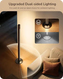 EDISHINE Floor Lamps for Living Room, Upgraded Dual-Sided Lighting, Wooden Corner Floor Lamp, LED Corner Lamp with Remote/Foot Control, 7CCT & Dimmable Standing Lamp for Bedroom, Office, Dark Walnut by CozyNest Decor