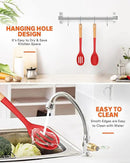 Silicone Cooking Spoons, Great for Scooping Sides and Serving Hearty Stews, BPA-Free Matte Silicone, Wooden Handle Serving Spoon for Nonstick Cooking Surfaces (Red) by CozyNest Decor
