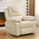 Recliner Chair with Electric Massage Adjustable Footrest & Heat, Manual Leather Recline for Adults Living Room Remote Control (Beige) by CozyNest Decor