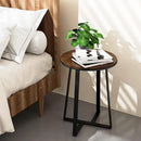 Round End Tables, Small Side Table Walnut Color MDF Top, Metal Frame Black, Tall End Table for Bed Room, Coffee Tea End Table for Living Room(Walnut+Black) by CozyNest Decor