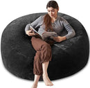 Bean Bag Chair 5Ft, Memory Foam Filled, Large Beanbag Chairs for Adults and Teens, Soft Sofa with Removable Flannel Cover, Round Couch for Living Room Bedroom College Dorm (Black, 5FT-60×60"×24") by CozyNest Decor