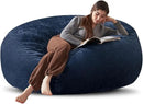 Bean Bag Chair 6Ft, Memory Foam Filled, Large Beanbag Chairs for Adults and Teens, Soft Sofa with Removable Flannel Cover, Round Couch for Living Room Bedroom College Dorm (Blue, 6FT-67×67"×24") by CozyNest Decor