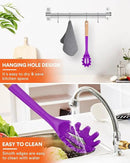 Silicone Pasta Fork, Kitchen Heat Resistant Noodle Spoon Server, BPA Free Spaghetti Strainer,12.8 inch (BERRY) by CozyNest Decor