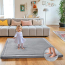 Ultra Soft 1.3" Thick Baby Play Mat for Floor, Large Velvet 50x50 Playpen Mat, Baby-Safe & Non-Slip Tummy Time Mat, Crawling Mat for Babies, Toddlers, Infants, Kids, Easy Care, 50"x50", Gray by TinyTreasures Baby Boutique