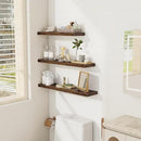 Fun Memories Floating Shelves Wall Shelf 24 inches Long, Farmhouse Bathroom Shelves Bedroom Kitchen Living Room Shelf Wall Mounted, 24 x 6.7 x 1.4 inch Set of 3, Rustic Brown by CozyNest Decor