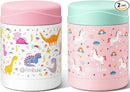 Fimibuke Insulated Kids Food Jar, 2 Pack 12 OZ Bpa Free Stainless Steel Vacuum Thermos for Hot Cold Food, Leakproof Snack Container for School Boys Girls Wide Mouth Toddler Lunch Box for Smoothie Soup by TinyTreasures Baby Boutique