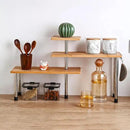 HYNAWIN Corner Shelf Bamboo & Metal Storage Spice Rack, 3 Tier Desk Bookshelf Display Shelves Space Saving Organizer, Adjustable Rack for Kitchen, Bed Room, Office-Best Home Décor (Upgraded Shelf) by CozyNest Decor