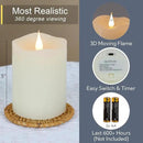 Flameless Candles Battery Operated with Remote Timer, 3D Moving Flame Flickering, Last 600+ Hours Battery Candles, 3" x 5" Ivory Real Wax Electric LED Candle for Wedding Party, Set of 2 by CozyNest Decor
