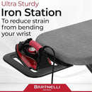 Bartnelli Ironing Board Made in Europe | Iron Board with 4 Layered Cover & Pad, Height Adjustable up to 36" Features A Safety Iron Rest, 4 Steel Legs, for Home Laundry Room or Dorm Use (43x14) by CozyNest Decor