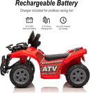 Kids ATV 4 Wheeler, 6V Ride-On Toy for Toddlers Boys & Girls with Music, Forward & Reverse - Red by TinyTreasures Baby Boutique