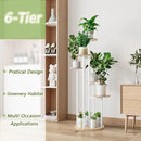 Plant Stand Indoor 6 Tier 9 Potted Multiple Flower Pot Holder for Patio Garden Balcony Living Room Corner (6 Tier White+Sonoma Oak) by GreenHaven Gardens