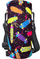 Neoprene Water Bottle Carrier Bag with Adjustable Shoulder Strap for Men Women Walking Hiking,Portable Insulated Holder Case for Stainless Steel/Glass/Plastic Bottles by TinyTreasures Baby Boutique