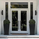 LA JOLIE MUSE 26 inch Tall Black Planters for Outdoor Plants,Set of 2 Tapered Planters with Trays,V-Shape Rectangular Garden Planters for Front Door, Patio and Deck by GreenHaven Gardens