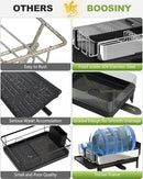 BOOSINY Stainless Steel Dish Drying Rack, Dish Racks for Kitchen Counter, Rust Proof Dish Drainer and Drainboard Set, Small Dryer with Drainage, Utensil Holder and Cup Holder by CozyNest Decor