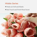Buart Artificial Tulip in Bulk for Home Kitchen Wedding Bridal Bouquet,Fake Flowers for Valentine's Day Mother's Day Easter Table Centerpieces Decorations(Peach,Real-Touch,12pcs) by CozyNest Decor