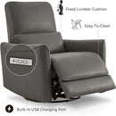 CHITA Power Recliner Chair Swivel Glider, FSC Certified Upholstered Faux Leather Living Room Nursery Reclining Sofa Chair with Lumbar Support, Charcoal by CozyNest Decor
