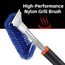 Grill Brush and Scraper, Safe Nylon Bristles Barbecue Triple Scrubbers Cleaning Brush for Cast Iron Grates/Porcelain/Weber Gas/Charcoal Grill,Extra Strong BBQ Cleaner Accessories (Blue) by GreenHaven Gardens