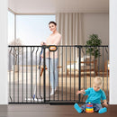 owlie 37.4" Extra Tall Wide Baby Gate for Stairs Doorways,57-66 Inch Extra Large Long Baby Gate with Door Indoor Safety Metal Pressure Mounted Pet Gate with Walk-Thru Auto Close, Black by TinyTreasures Baby Boutique