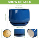 G EPGardening 6 Inch Plant Pot - Round Ceramic Planter Indoor with Drainage and Ceramic Saucer for Flower, Modern Desk Decor, Modern Garden Gift, Blue by GreenHaven Gardens