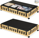 2 Pack Bamboo Under Bed Storage with Wheels, 39”x20”x7.8” Lager Under Bed Storage Containers (Natural) by CozyNest Decor