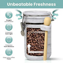 Home Intuition 4-Piece Ceramic Kitchen Canisters Set, Airtight Containers with Wooden Spoons Reusable Chalk Labels and Marker for Sugar, Coffee, Flour, Tea (White Marble) by CozyNest Decor