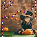 Jishi Fall Event Garlands, 3pk Orange Black White Felt Pom Pom Garland, 6.6ft Long, 25mm 24 Balls, Halloween Thanksgiving Party Decor by CozyNest Decor
