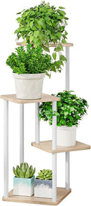 AZERPIAN Plant Stand 4 Tier Indoor Metal Flower Shelf for Multiple Plants Corner Tall Flower Holders for Patio Garden Living Room Balcony Bedroom, Black (4 Tier-White) by GreenHaven Gardens