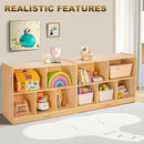 wingyz Wood Storage Shelf Organizer, 35.4" L, 5-Section Montessori Kids Toy & Book Shelf, Wooden Cabinet for Kids Rooms, Playroom, Classroom, Nursery, Preschool Furniture - Nature by CozyNest Decor