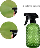 12Oz Glass Plant Spray Bottle, Gem Pattern Glass Sprayer, Watering Can with Black Plastic Top Pump, Handheld Watering Can for Indoor Outdoor Potted Plants and Greenery (Green) by GreenHaven Gardens