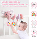 Jollybaby Baby Car Seat Stroller Toys, Plush Activity Hanging Spiral Activity Pram Crib with Music Box, Rattles, Squeaker for Babies Infant Boys Girls(SZ Pink Elephant) by TinyTreasures Baby Boutique
