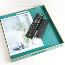 Spsyrine Green Decorative Serving Tray with Handles, 13" X 13" Square Plastic Coffee Table Tray for Ottoman, Living Room, Bathroom, Home Decor. by CozyNest Decor