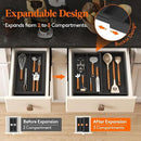 Lifewit Utensil Drawer Organizer, Expendable Cooking Silverware Tray for Kitchen Drawer, Bamboo Adjustable Cutlery Flatware Holder, Spatula Tools and Gadgets Storage Divider, 3 Compartments, Black by CozyNest Decor