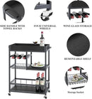 Bar Cart with Basket 3 Tiers Home Rolling Wine Rack with Wheels Mobile Kitchen Industrial Vintage Style Wood Metal Serving Trolley Serving Cart,Black Frame Home Kitchen Shelf for Party by CozyNest Decor