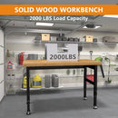 Solid Wood 48" Work Bench, Adjustable Height Workbench, Heavy-Duty Work Table, 2000 LBS Load Capacity Workstation for Garage, Workshop, Office, Home(48" X 24") by GreenHaven Gardens