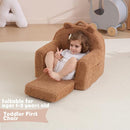 Toddler Chair,Sherpa Bear Kids Chair,Toddler Couch Fold Out,Children Reading Chair,Flip Out Kids Couch,Toddler Sofa Convertible for Age 1-3(Brown Bear) by TinyTreasures Baby Boutique