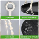 SUREAM Indoor Hanging Planter Shelf, Black Macrame Plant Hanger, Handmade Cotton Plant Hangers with Wood Tray, Planter Flower Pots Holder for Window Wall Ceiling Home Porch Patio Decor by GreenHaven Gardens