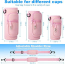 Water Bottle Holder with Strap for Hydroflask 32oz 40oz, Carrier Sling Bag with Phone Pocket Sleeve for Men Women Hiking Camping Travelling（Pink12/16oz） by TinyTreasures Baby Boutique