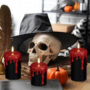 Wondise Halloween Flameless Candles with 6H Timer, Battery Operated Dripping Real Wax Black LED Pillar Candles 3D Wick Flickering Spooky Halloween Indoor Decoration (3 Pack, 3 x 4,5,6 Inches) by CozyNest Decor