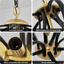 Modern Black and Gold Chandelier for Dining Room, 4 Lights Geometric Chandeliers, Sphere Chandelier Industrial Large Pendant Light Fixtures Hanging for Kitchen, Entryway, Foyer, Stairs by CozyNest Decor