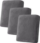 H.VERSAILTEX Velvet Stretch Couch Cushion Cover Plush Cushion Slipcover for Chair Loveseat Sofa Cushion Furniture Protector Seat Cushion Sofa Cover (3 Piece Sofa Cushion Covers, Grey) by CozyNest Decor