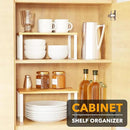 SpaceAid Cabinet Shelf Organizers 2 Pack, Kitchen Counter Rack Shelves Riser, Stackable Expandable Spice Rack, Pantry Cupboard Storage Organization (White and Natural, Short) by CozyNest Decor
