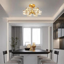 Semi Flush Mount Ceiling Light Fixture Modern 6 Lights Gold Crystal Chandelier,Brushed Nickel Sputnik Chandeliers for Hallway Entryway Bedroom Dining Room Farmhouse Kitchen Office by CozyNest Decor