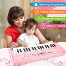 M SANMERSEN Kids Piano Keyboard with Microphone 37 Keys Portable Electronic Keyboards for Beginners Musical Toy for 3/4/5/6 Year Old Girls Boys, Pink by TinyTreasures Baby Boutique