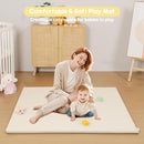 Padded Baby Play Mat, Super Soft Vegan Leather Floor Mat for Baby Girls and Boys, 48x48 Non-Slip Thick Foam Cushioned Play Mat for Babies 6-12 Months, Fits Nicely Into 50x50 Playpen Mat, Beige by TinyTreasures Baby Boutique