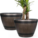 Large Whiskey Barrel Planter for Outdoor Plants - Flower Pots Garden Wine Barrel Planter Outdoor - 21" D x 15" H by GreenHaven Gardens