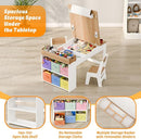 Kids Art Table and Chair - Toddler Craft Table and Chairs Set with 2 Chair & Bins, Kids Activity Desk with Paper Roll for Playrooms & Classroom, 44" L x 24" W, Natural by CozyNest Decor