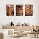 HLNIUC Autumn Forest Framed Canvas Wall Art,Fall Nature Pictures Wall Decor Set of 3(16”x24”) Large Maple Trees Trail Scenery Wall Painting,Modern Fall Landscape Art Print for Living Room,Bedroom by CozyNest Decor