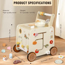 Wooden Baby Walker, 3-in-1 Baby Push Walker, with Pretend Kitchen, Montessori Sensory Activity Center, Push Walker Toys for Babies Learning to Walk, Sit-to-Stand by TinyTreasures Baby Boutique