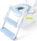 Musical & Sound Toddler Potty Training Seat w/Step Stool Ladder - Collapsible & Adjustable Toilet, Pre Assembled Toddler Toilet Seat w/Music & Sounds - Splash Guard & Anti-Slip Steps - Blue by TinyTreasures Baby Boutique