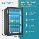 EUHOMY Beverage Refrigerator Cooler, 130 Can Mini Fridge with Glass Door for Soda Beer or Wine, Beverage Cooler for Home, Office, Bar with Adjustable Removable Shelves, Black by CozyNest Decor
